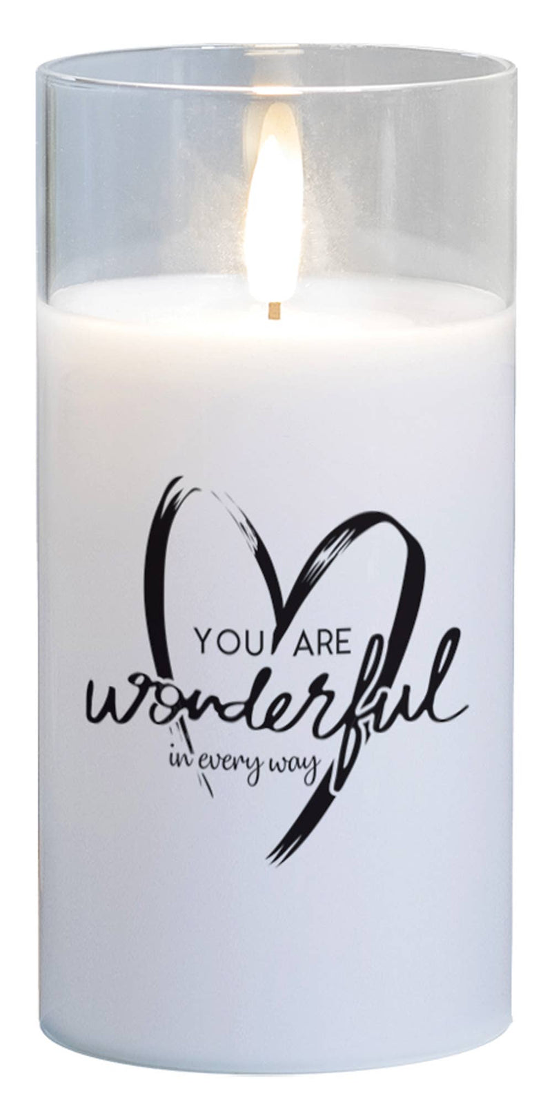 LED Candle You Are Wonderful White 6in