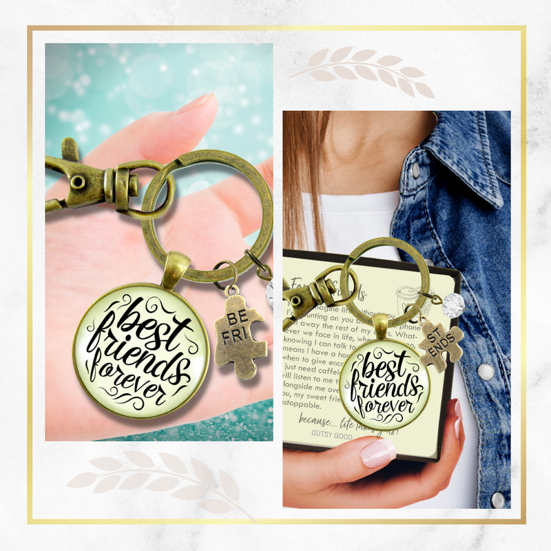 SET of 2 Best Friends Forever Keychains Bff Quote Jewelry…