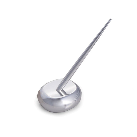 Silver Plated Oval Pen Stand with Pen