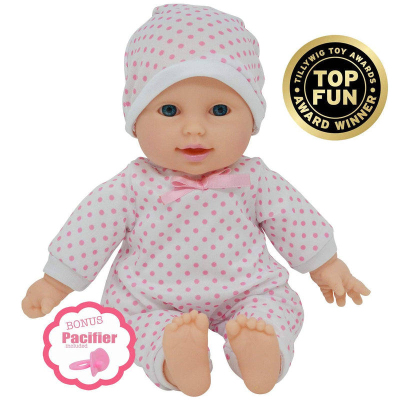 The New York Doll Collection 11" Doll Polka Dots W/ Pacifier