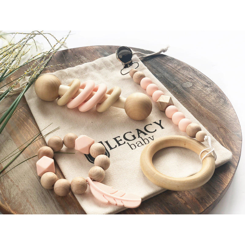 Feather Baby Gift Set - Peach