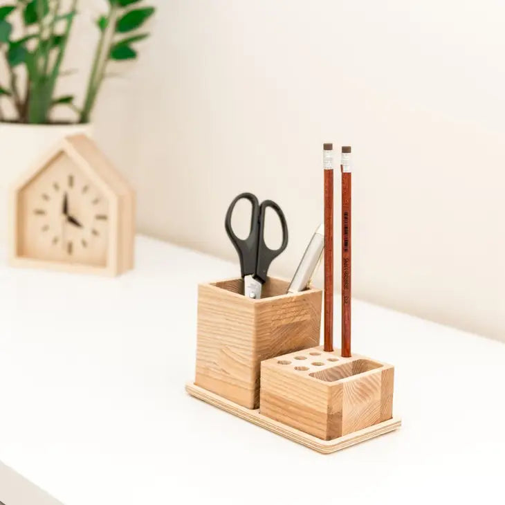 Wooden desk organizer - 2 piece desk organizer