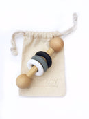 Silicone & Wood Rattle - Monochrome