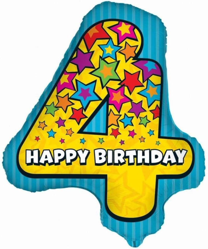 25" Number 4 Happy Birthday Balloon