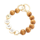 Xoxo Metal Round Message Wood Ball Key Chain Bracelet
