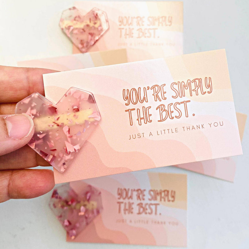 Thank You Gifts Pink Heart Hair Clip | You're the Best Card