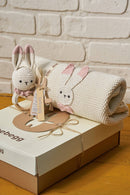 Organic Embroidered Knitted Baby Blanket & Handmade Teether