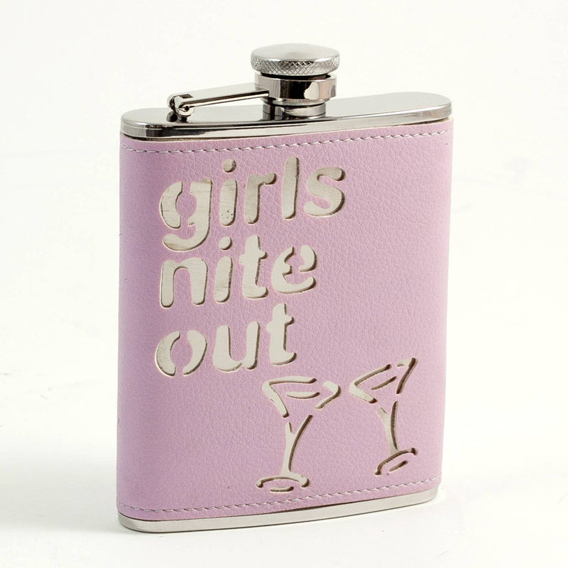 Stainless Steel Pink Leatherette Girls Nite Out Flask