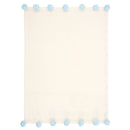 Blue Pom Trim Fleece Baby Blanket