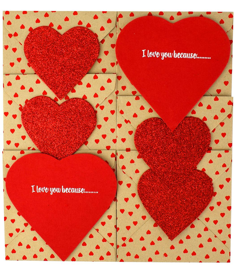 Lovenotes Red Heart Notecards 6/PK