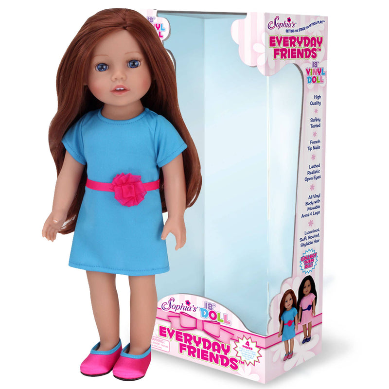 18" Doll - Doll dressed in a Teal Dress and Pink Satin Shoes
