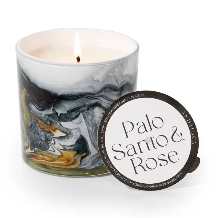 Palo Santo & Rose 9 oz. Swirl Glass Candle