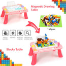 2 in 1 Block Activity Table Magnetic Drawing Boards Easel