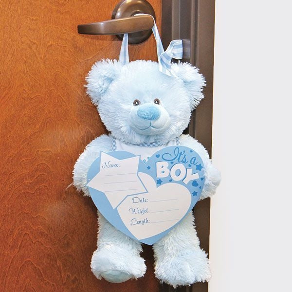 Baby Boy Announcement Bear with Board & Markers