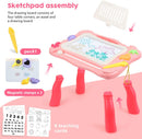 2 in 1 Block Activity Table Magnetic Drawing Boards Easel