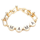 MAMA Metal Round Message Link Stretch Bracelet