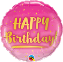 Happy Birthday Gold & Pink Balloon