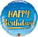 Happy Birthday Gold & Blue Balloon