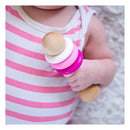 Silicone & Wood Rattle - Fushia, Pink, & White