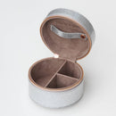 Round Silver Glitter Jewelry Box