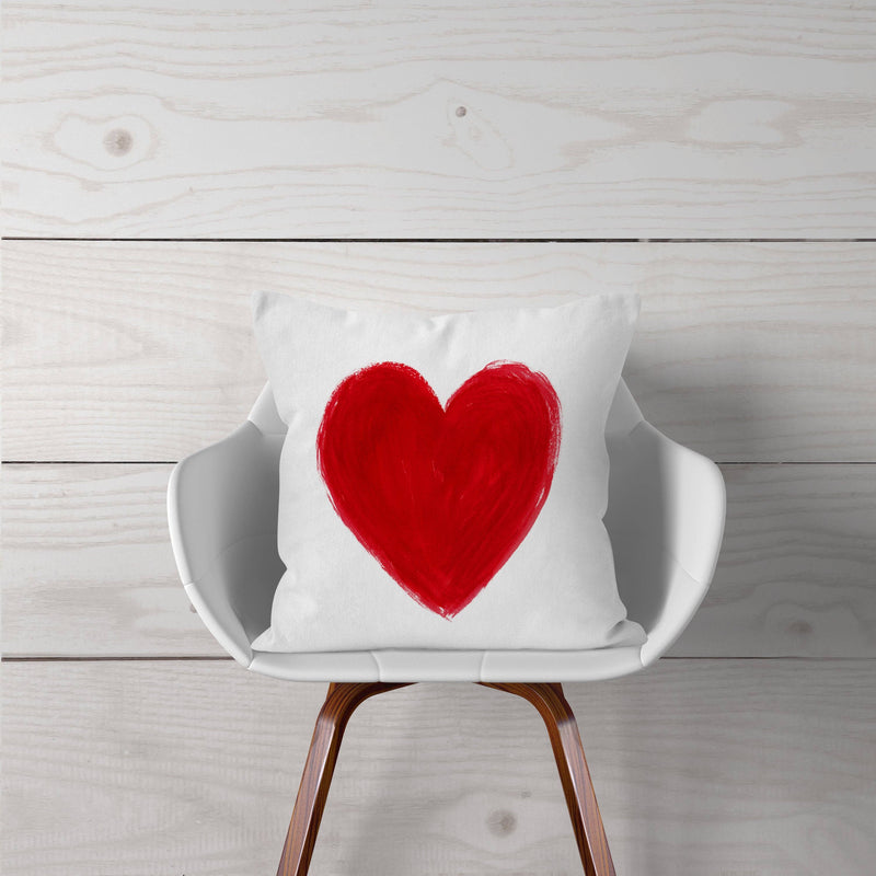 Watercolor Red Heart-Pillow Cover