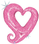 37'' Holographic Chain of Hearts Pink Balloon