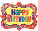 Holographic Happy Birthday Ornate Frame Balloon