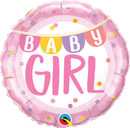 Round Baby Girl Banner & Dots Foil Balloon