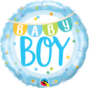 Round Baby Boy Banner & Dots Foil Balloon