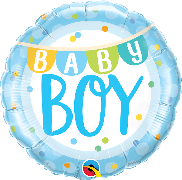 Round Baby Boy Banner & Dots Foil Balloon
