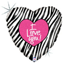 Holographic Balloon I Love Zebra
