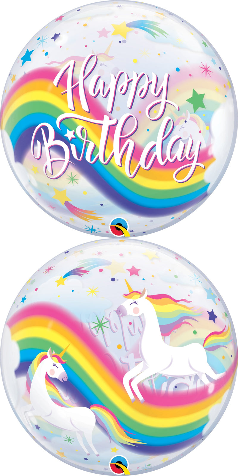 Birthday Rainbow Unicorns Bubble Balloon