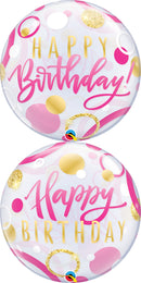 Birthday Pink & Gold Dots Bubble Balloon
