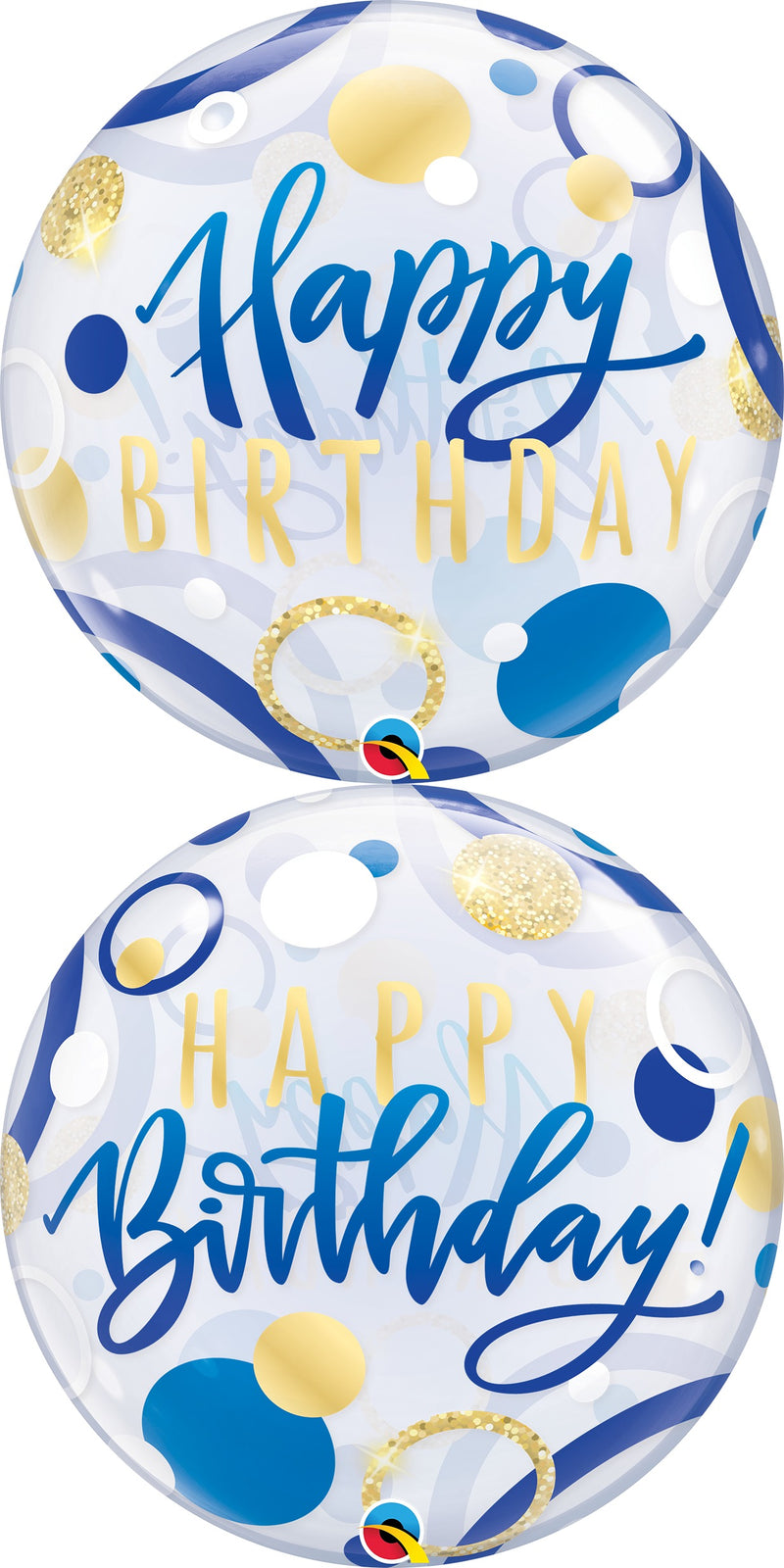 Birthday Blue & Gold Dots Bubble Balloon