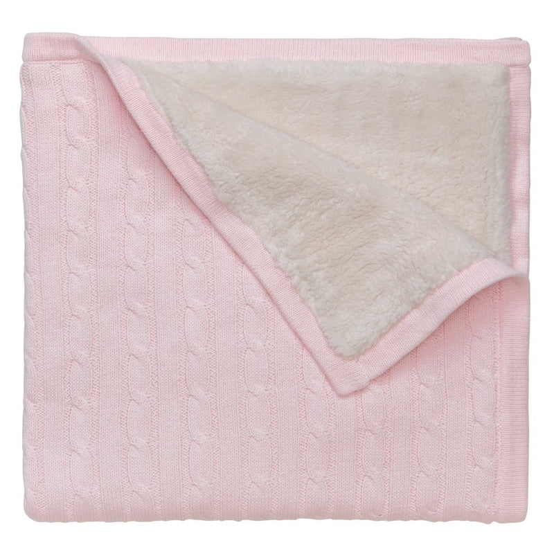 Pink Fur Back Cable Blanket
