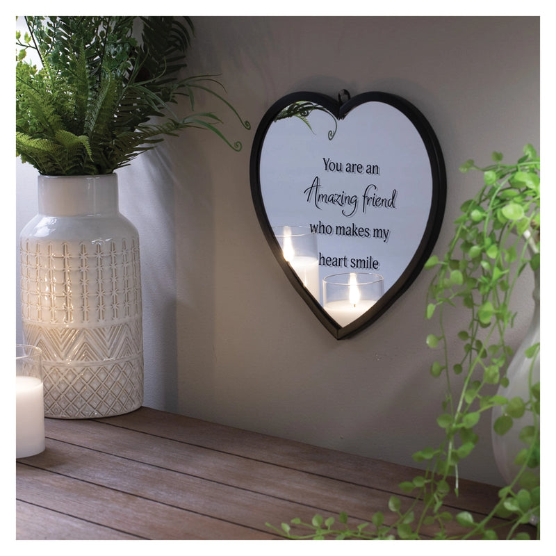 Heart Mirror Amazing Friend Small Black