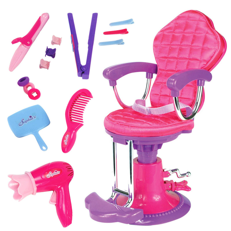 18" Doll - Small Hair Styling Set + Salon Chair Set - Pink