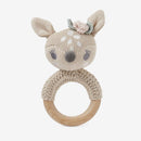 Fifi Fawn Knit Baby Ring Rattle