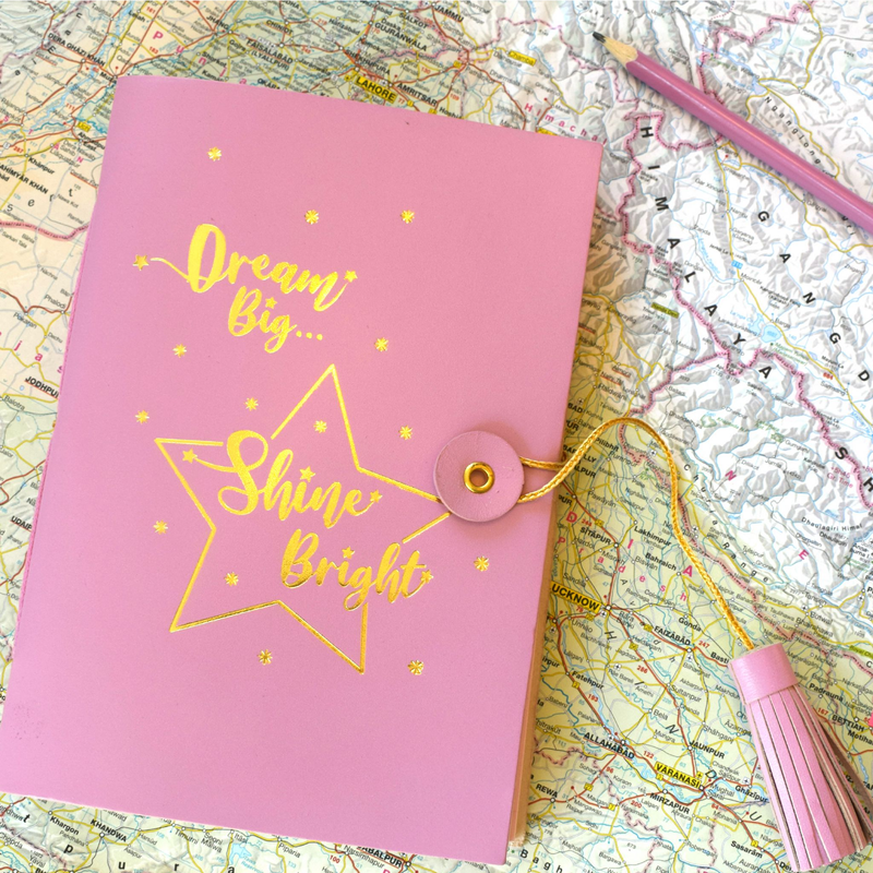Dream Big Pink Leather Journal