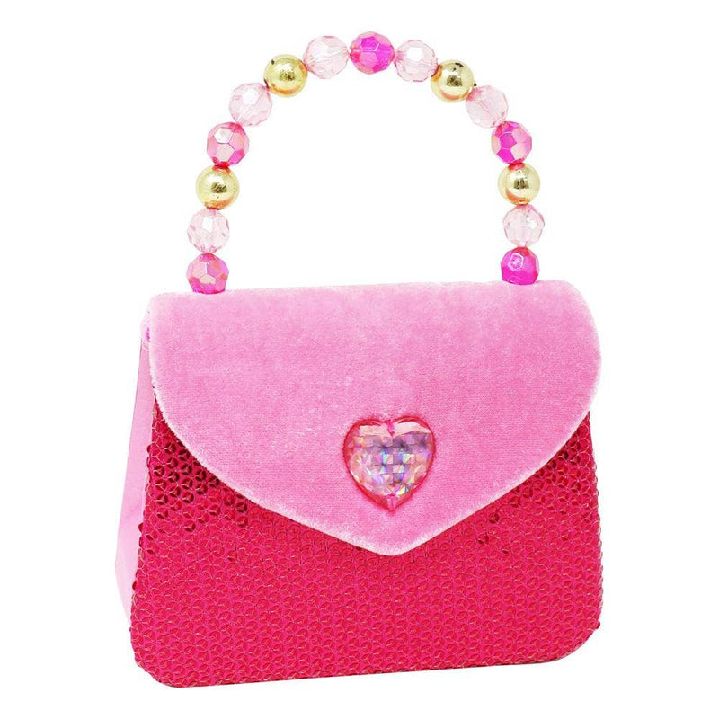 Princess Rose Velvet & Sequin Handbag with Beaded Handle