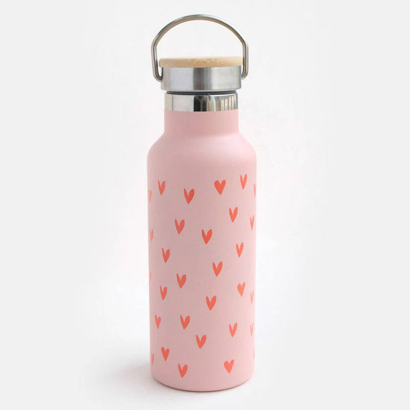 Red/Pink Mini Hearts Metal Waterbottle w'handle