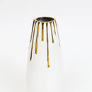 12" White Vase with Gold Drip Design