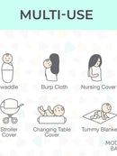 2 Pack Muslin Swaddle Blankets - Floral Hearts