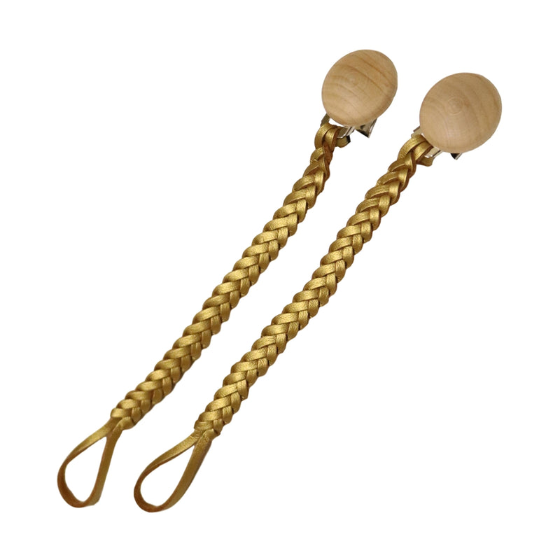 Braided Gold Leather Pacifier Clip