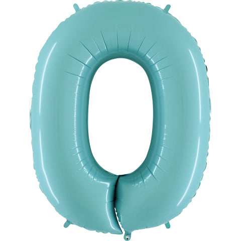 40" Number 0 Baby Blue Balloon