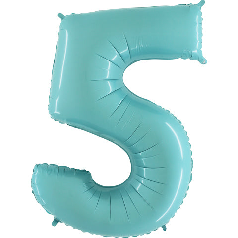 40" Number 5 Baby Blue Balloon