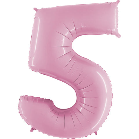 40" Number 5 Baby Pink Balloon