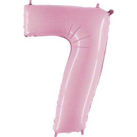 40" Number 7 Baby Pink Balloon