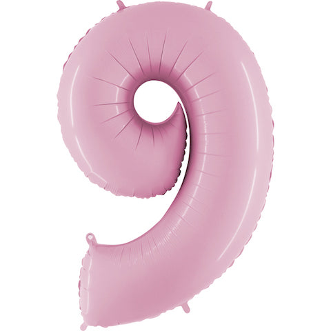 40" Number 9 Baby Pink Balloon