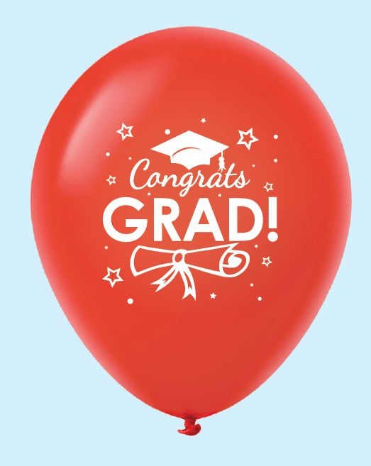 Red Congrats Grad! Latex Balloon